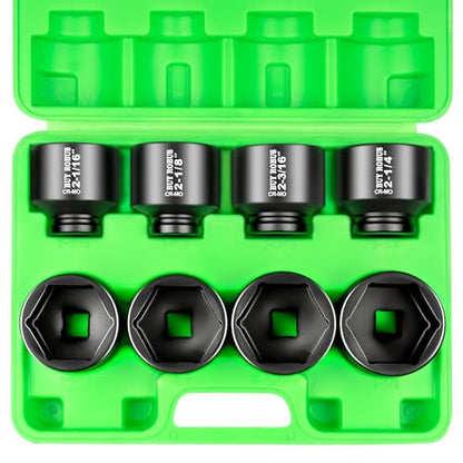 3/4 Drive Stubby Impact Socket Set, 8 PCS Axle Nut Set 12point SAE Standard Sizes 2-1/16, 2-1/8, 2-3/16, 2-1/4, 2-5/16, 2-3/8, 2-7/16, 2-1/2, Heavy Duty Use In Removing And Installing Axle Nuts - size: 3/4 8PCS (2-1/16" to 2-1/2")