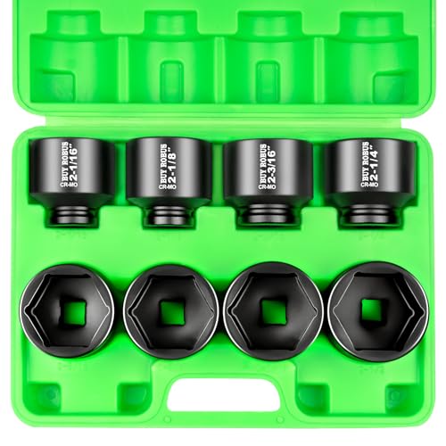 3/4 Drive Stubby Impact Socket Set, 8 PCS Axle Nut Set 12point SAE Standard Sizes 2-1/16, 2-1/8, 2-3/16, 2-1/4, 2-5/16, 2-3/8, 2-7/16, 2-1/2, Heavy Duty Use In Removing And Installing Axle Nuts - color: 8pcs 3/4" Sae