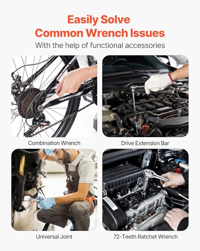 VEVOR Mechanics Tool Set and Socket Set, 450 Pcs, 1/4, 3/8 and 1/2 inch Drive Deep and Standard Sockets, SAE Metric Mechanic Tool Kit with Bits, Wrenches, Accessories, Storage Case with Orange Drawer - size: 1/4"&3/8"&1/2", style: NEW 450 PC