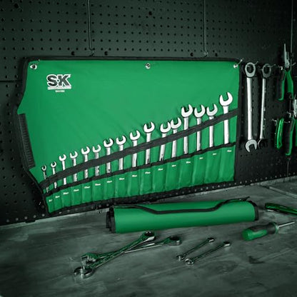 SK Ratcheting Wrench Set, Combination Wrench Set, 30-Piece, SAE 1/4" to 1", Metric 8 to 24mm, 72-Tooth, Premium CR-V Construction, with Rolling Pouch - size: 30-Piece, SAE 1/4" to 1", Metric 8 to 24mm