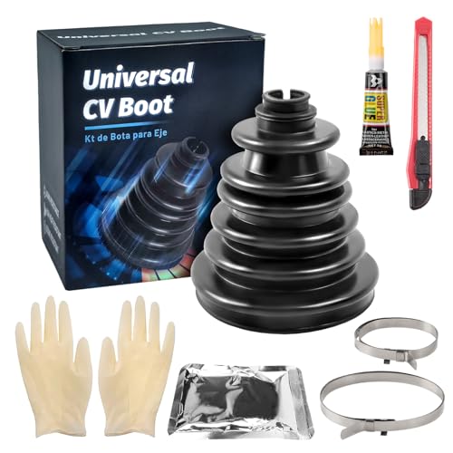 CVS18 CV Boot Split for 128mm tall wear-Resistant CV Boot | Fit Shaft Size 22-28mm Constant Velocity Joint Gaiter Boot Replacement Kit Includes 2 CV Boot Clamp, Black - size: CVS18 CV Boot