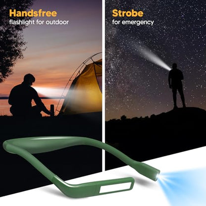 Neck Reading Light, 80-hr Lasting Rechargeable Book Light for Reading in Bed, Eye-friendly Wide Reading Lamp, Bendable Arms Bright Booklight, Book Lover Gifts Knitting Crochet Accessories Crafts - color: Green