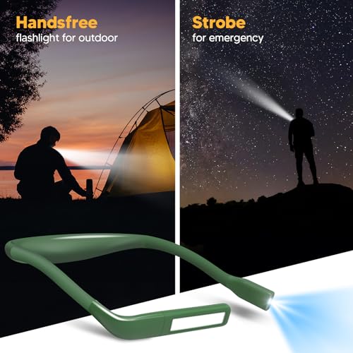 Neck Reading Light, 80-hr Lasting Rechargeable Book Light for Reading in Bed, Eye-friendly Wide Reading Lamp, Bendable Arms Bright Booklight, Book Lover Gifts Knitting Crochet Accessories Crafts - color: Dark Green