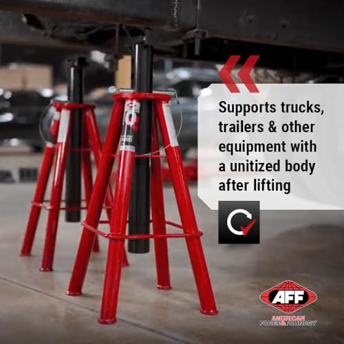 AFF 10 Ton Pair of Jack Stands, Heavy Duty, Pinlock for Trucks & Equipment - size: High Height