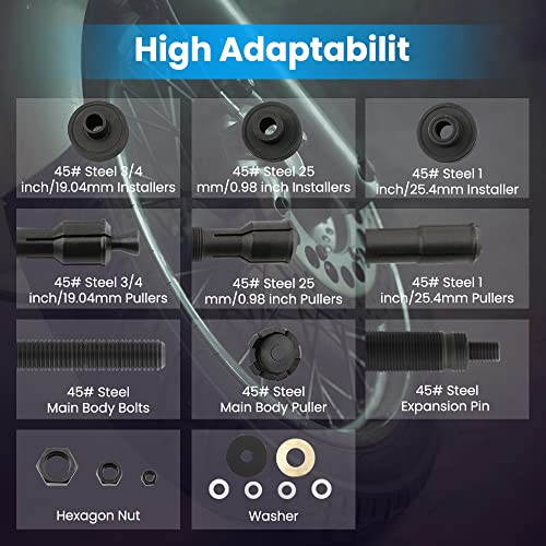maXpeedingrods Wheel Bearing Removal Installer Tool for Harley Davidson 2000+, VT102 Motorcycle Wheel Bearing Puller Tool Kit for 0.75" 1" 25mm Bearings,18 Pcs