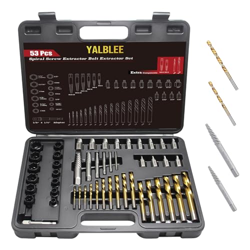53Pcs Easy Out Screw Extractor Set with Left Hand Drill Bit, Bolt Extractor Kit with Hex Adapter, Stripped Bolt Remover & Reverse Drill Bit for Broken Nuts Screws, Bolts, Studs - size: 53 PCS SES
