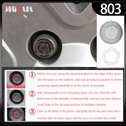 803 Wheel Locking Nut Key for Jeep Renegade Wrangler Cherokee Dodge Journey 2016-2020, 29mm Lock Bolt Inner Dia Anti-Theft Lug Nut Removal Tool - size: 803