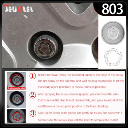 803 Wheel Locking Nut Key for Jeep Renegade Wrangler Cherokee Dodge Journey 2016-2020, 29mm Lock Bolt Inner Dia Anti-Theft Lug Nut Removal Tool - size: 803