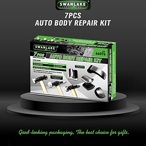 SWANLAKE 7 Piece Auto Body Repair Kit, Auto Body Tools, Auto Body Repair Tools with Carbon Steel Hammer Heads