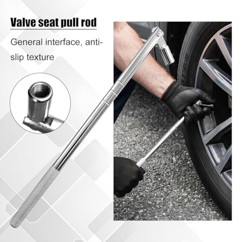 14PCS Car Tire Valve Stem & Core Removal Kit, Including 6PCS TR412 Snap-in Valve Stem and Core with 1 Single Head Remover Installer Tool, Auto Tyre Accessories, Universal for Vehicle