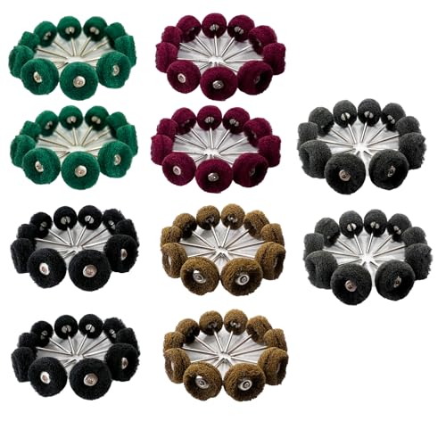 Buffing Wheel 100 Pack Abrasive Polishing Deburring Wheels Metal Polishing Kit Rotary Tool Accessories for Metal Polishing, Rusting Cleaning, Paint Removal, and Other Fine Detail Work
