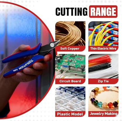 3-Piece Electrician's Pliers Set Professional Wire Stripping Tool | 7" Wire Stripper & 5" Wire Cutter& Flush Cutter Spring-Loaded Design & Non-Slip Grip for Electrical Work, DIY, Crafting - color: Wire Cutter+flush Cutter+wire Stripper
