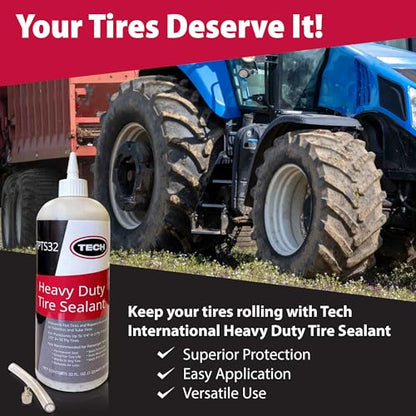TECH Heavy Duty Tire Sealant - Preventing Flats & Sealing Punctures up to 1/2 Inch, Repairs Leaks in Tubeless Systems & Rims, Ideal for Off-Highway Use, Tube & Tubeless Tire Sealant Puncture Repair