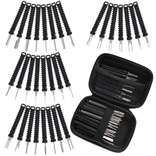 Terminal Removal Tool Kit – 31Pcs Electrical Pin Extractor Tools | Connector Depinning Tool Kit for Automotive, Motorcycle, and Electronics Repair with Protective Case, Black - color: Black, size: Protective Case