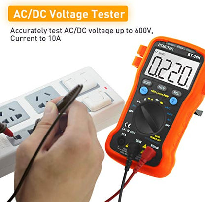 BTMETER BT-39K Digital Multimeter with Case, 4000 Count Volt Ohm Amp Tester, Auto ranging Voltmeter DMM for AC/DC Current, Voltage, Resistance Frequency, with NCV, Continuity, Diode, Auto Backlight
