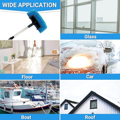72" Long Handle Car Wash Brush with Hose Attachment, Flow-Through Soft Bristle Five-Sided Brush - style: 72" Car Wash Brush