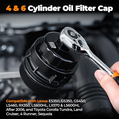 11 Piece Oil Filter Socket Wrench Set | Oil Filter Wrench Set, Low Profile Filters Socket Set, Ratchet Wrench & Extension, Compatible with Toyota VW BMW