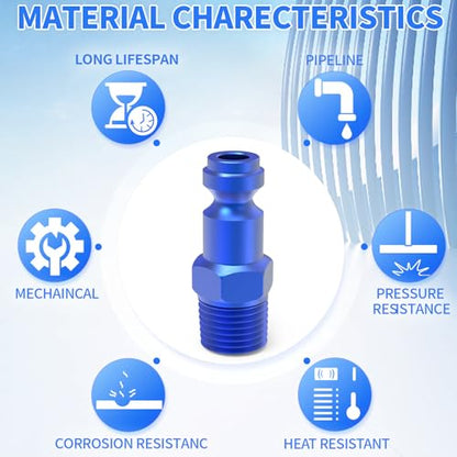 ChillWaves Aluminum Automotive T-Style Air Plug, 1/4" NPT Male Pneumatic Plugs, Air Compressor Accessories Fittings(20-PACK) - size: 1/4" MNPT, style: PACK OF 20