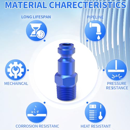ChillWaves Aluminum Automotive T-Style Air Plug, 1/4" NPT Male Pneumatic Plugs, Air Compressor Accessories Fittings(20-PACK) - size: 1/4" MNPT, style: PACK OF 20
