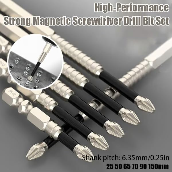 High Magnetic Screwdriver Drill Bit Set, Upgrade K5 Impact Driver Bit Set, Anti Slip Magnetic Screwdriver Bits, 25 50 65 70 90 150mm
