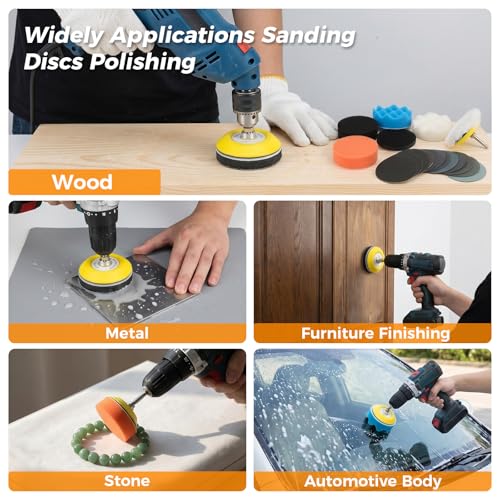 226pcs 3 Inch Sanding Disc Headlight Buffing Sanding Pads Restoration Kit Wet Dry 60 to 10000 Grits Hook and Loop Drill Sanding Attachment with 1/4" 1/8" Shank for Car Wood Metal Glass Resin