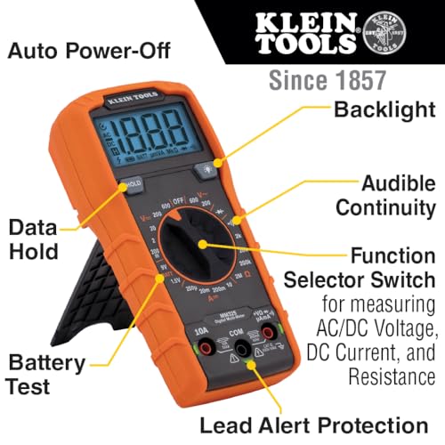 Klein Tools MM325 Multimeter, Digital Manual-Ranging 600V AC/DC Voltage Tester, Tests Batteries, Current, Resistance, Diodes, and Continuity - size: Manual-Ranging w/o Case
