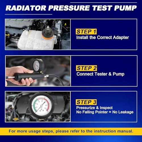 45Pcs Radiator Pressure Tester Kit, Coolant Pressure Tester and Vacuum Refill Kit for Automotive Cooling System Water Tank Leakage Detection