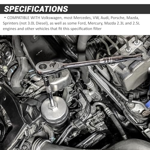 74mm 14Flutes Oil Filter Cap Wrench Removal Tool Socket Compatible with Mercedes Benz, Audi, Sprinter, VW, Porsche, Volkswagen, Mazda, Silver Heavy-Duty Aluminum - style: Aluminum