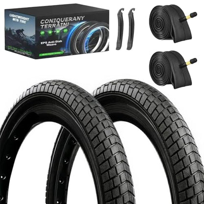 2-Pack Mountain Bike Tires Replacement 20/24/26-inch Bike Tire with Anti-Stab Weave, Folding Mountain Bicycle Tires and Tubes - color: 20x2.125
