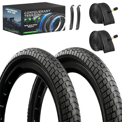 2-Pack Mountain Bike Tires Replacement 20/24/26-inch Bike Tire with Anti-Stab Weave, Folding Mountain Bicycle Tires and Tubes - color: 20x2.125