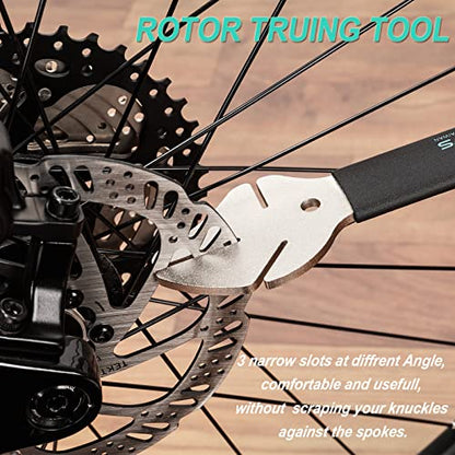 cyclists Rotor Truing Fork - 2 in 1 Bike Rotor Tool & Hydraulic Piston Press for Bicycle Disc Brakes - Bike Disk Brake Rotor Alignment Tool for Mountain Road Bike