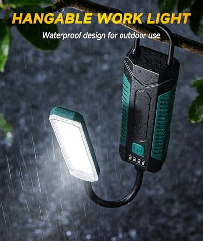 Magnetic Work Light, Rechargeable Flashlight Machine Light with 360° Flexible Gooseneck, Shop Tool Lamp for Lathe Drill Work Bench DIY Sewing Machine, Mechanic Light, Car Light/Emergency