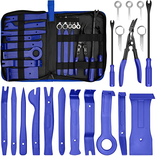 19Pcs Auto Trim Removal Tool,Auto Clip Pliers Fastener Remover Set,Pry Tool Repair Kit,Fastener Clips Removal Car Tool with Storage Bag for Trim Panel,Audio, Dash, Window,Clip and Upholstery