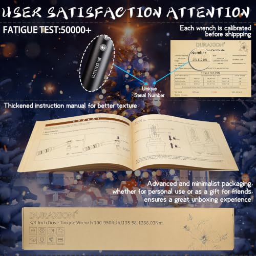 3/4-Inch Drive Torque Wrench 100-950ft.lb/135.58-1288.03Nm, ±3% Precision Dual Direction Torque Wrenches with 48-Tooth Dual Range Scales with Ft.Lbs and N.m - size: 3/4" DR.『100-950 FT.LB』