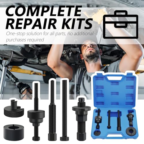 Power Steering Pump Pulley Removal Tool Set,Heavy Duty Carbon Steel Power Steering Pulley Puller/Installer for Quick Disassembly,Portable Pulley Puller Tool for Most Vehicles