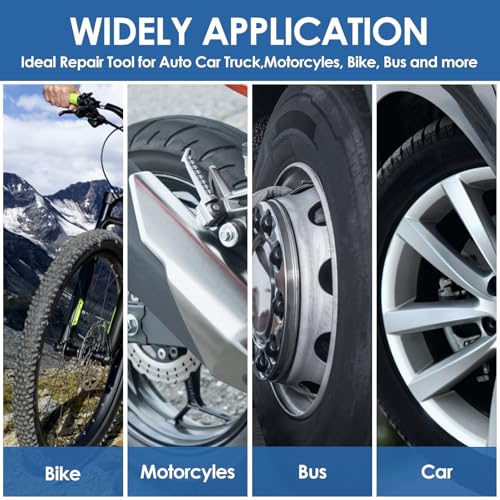 33 Pcs Tire Patch Roller Kit, Tire Rubber Repair Patch Kit with Roller Scraper Heavy Duty Tire Tube Patch Kit (32mm/ 42mm/ 58mm) Portable Tire Repair Tools for Car Truck Tractor Off Road Bike Grinding