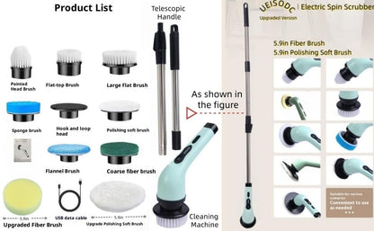 Electric Rotating Cleaning Brush, IPX7 Waterproof Cordless Power Cleaning Brush Set with,Cleaning Ceilings, Floors, Floor Tiles, Kitchens, and bathrooms; maintaining Sofas, Cars