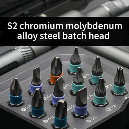 24 in 1 Magnetic Screwdriver Set, DIY Ratchet Screwdriver Set, Multi Bit Magnetic Drive Set with Detachable Ratchet Handle, Portable Precision Repair Tool Kit for Furniture Computer Bicycle
