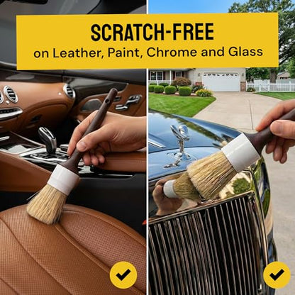 Car Detailing Brush Set 6-Pack, Interior and Exterior, Detail Dudes | Scratch-Free Boars Hair - Exterior & Interior Cleaning Brushes - Safe for Leather, Piano Black Trim, Dashboards & Wheels - size: 6 Pack(Advanced)