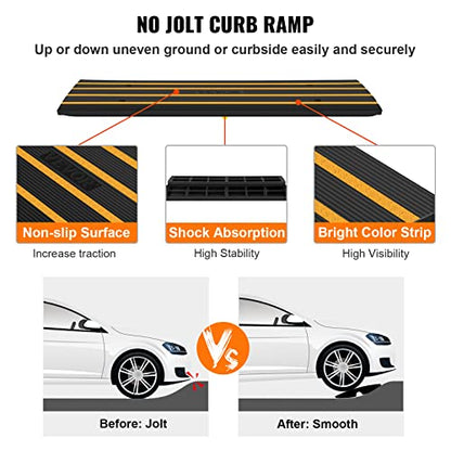 VEVOR Car Driveway Rubber Curb Ramps Heavy Duty 33069lbs Capacity Threshold Ramp 2.6 Inch High Cable Cover Curbside Bridge Ramp for Loading Dock Garage Sidewalk (1-Channel, 1Pack-Curb Ramp) - size: 2.6" Rise (1-Pack, 1-Channel)
