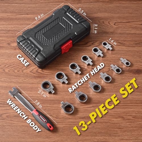 Flex Head Ratcheting Wrench Set, 8-19mm Ratchet Wrench Set with Interchangeable Heads for Mechanic Repair - style: Metric