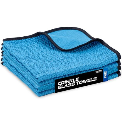 VIKING Glass Microfiber Cleaning Cloth for Car and Home, Glass Towels for Mirror, and Picture Frames, and Car Detailing Kit, 16 inch x 16 inch, Blue, 4 Pack - size: 4 Pack