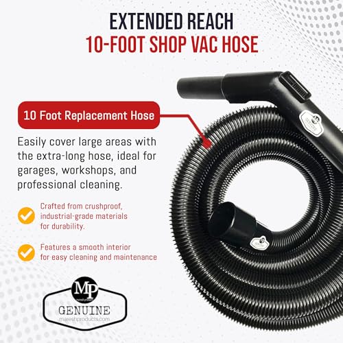 MP Maresh Products Vacuum Hose Replacement Compatible with Shop Vac Style Wet Dry Vacuum Cleaner - Crushproof Dust Collection Hose for Industrial and Commercial Use with Suction Control - 10' x 1-1/4" - size: 10 Foot Hose
