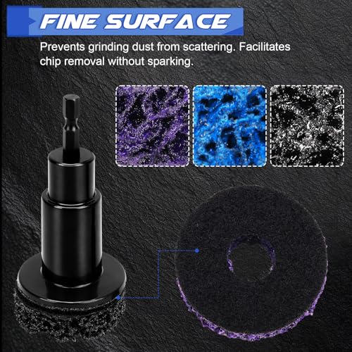 Wheel Hub Cleaning Kit, Brake Dust Remover Wheel Cleaning Automotive Tools Sets with 15 Pads,Holder and Adapte Fits for Power Drill or 1/2" Impact Driven Wrenches