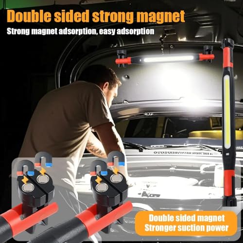 Drfeify Magnetic Under Hood Light, 1200LM Super Bright USB Rechargeable Work Light with 360 Flexible Neck, for Car Repair Garage Automotive Mechanics