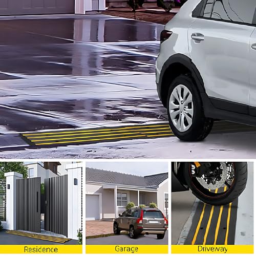 Rubber Driveway Gutter Slope Ramp 48in 2Pack - Rubber Curb Ramps for Driveway, Low Profile Design for Cars, Water Channel for Drainage, Perfect for Driveway Thresholds