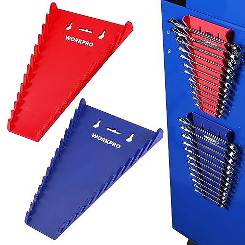 WORKPRO 2-Pack Magnetic Wrench Organizer, 12-Piece Wrench Holder Set | for Tool Box Drawer, Wrench Rack Tool Trays SAE (1/4" - 15/16") and Metric (6mm-24mm) - style: Magnetic Wrench Organizer(2PC)