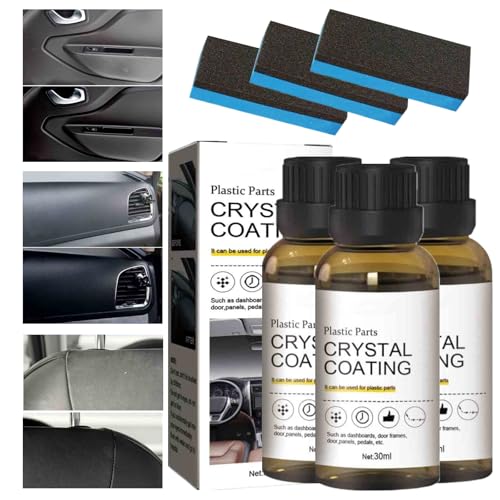 Crystal Coating for Car Plastic Parts, Plastic Restorer Refurbish Agent with Sponge, Automotive Exterior and Interior PlasticParts Scratch Remover, Car Ceramic Coating (3PCS) - color: 3PCS