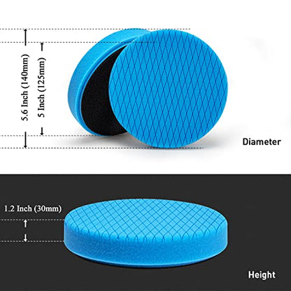 Autolock 5" Buffing Polishing Pads, 6Pcs 140mm Face for 5Inch Backing Plate | Compound Buffing Sponge and Woolen Pads Cutting Polishing Pad Kit for Car Buffer Polisher, Polishing and Waxing - size: 5.5 Inch