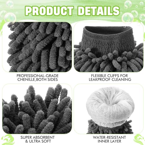 48 Pack Car Wash Mitt Bulk Microfiber, 10'' x 8'' Chenille Car Wash Mitt Gloves, Scratch Free Double Sided No Lint No Marks for Truck SUV and All Vehicle Surfaces (Grey) - color: Grey